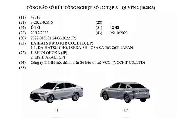 Toyota đăng ký bảo hộ kiểu dáng công nghiệp xe Vios mới tại Việt Nam - 1