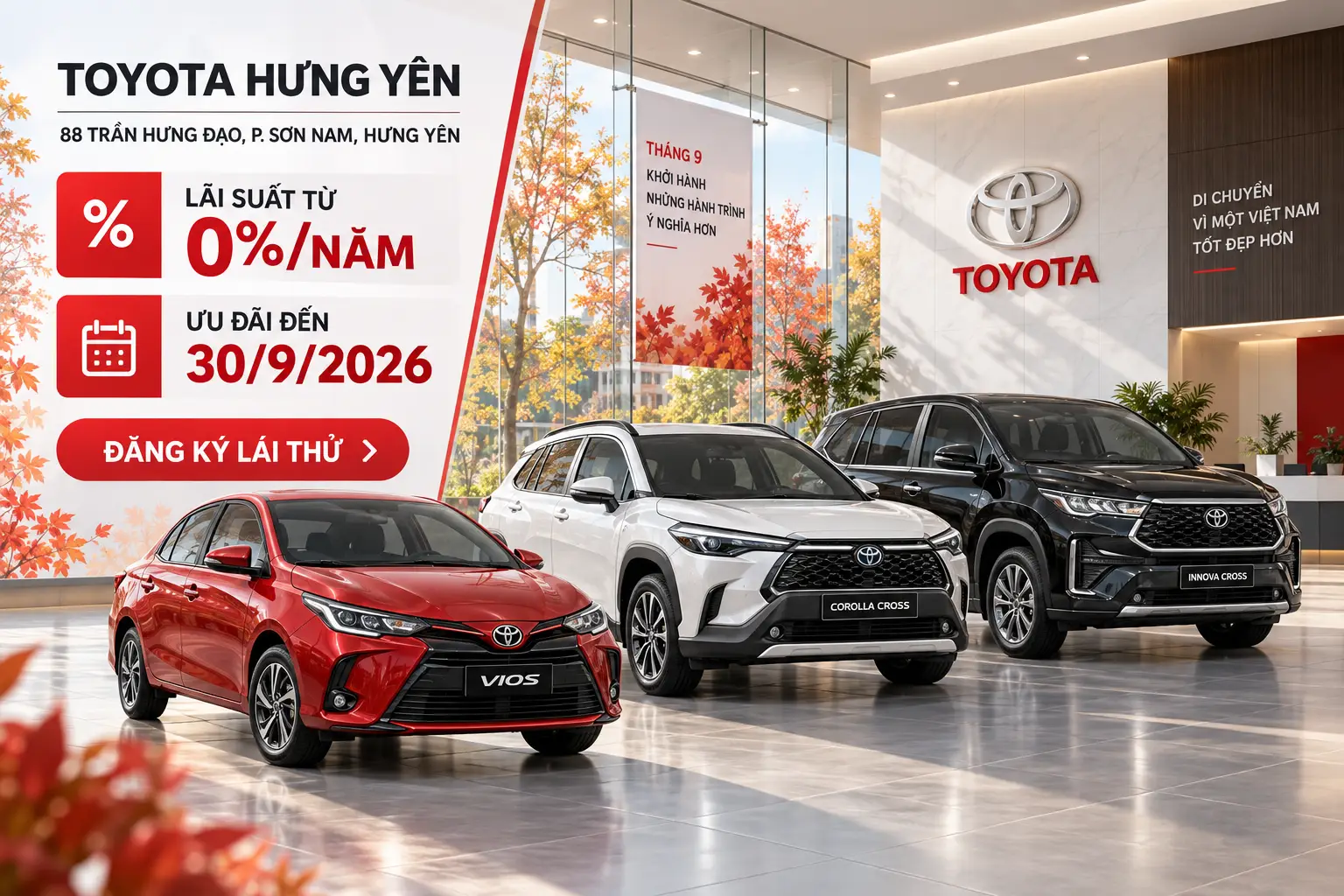 Ưu đãi Toyota Hưng Yên tháng 9/2026 mới nhất